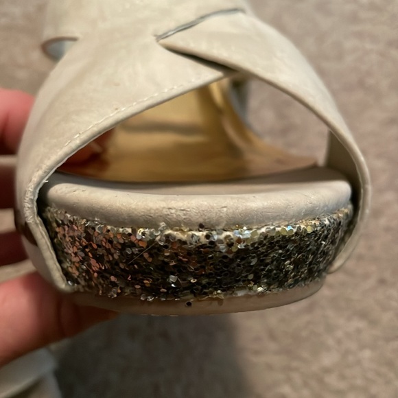Cream suede, sparkly heels. Size 9. - Picture 4 of 9